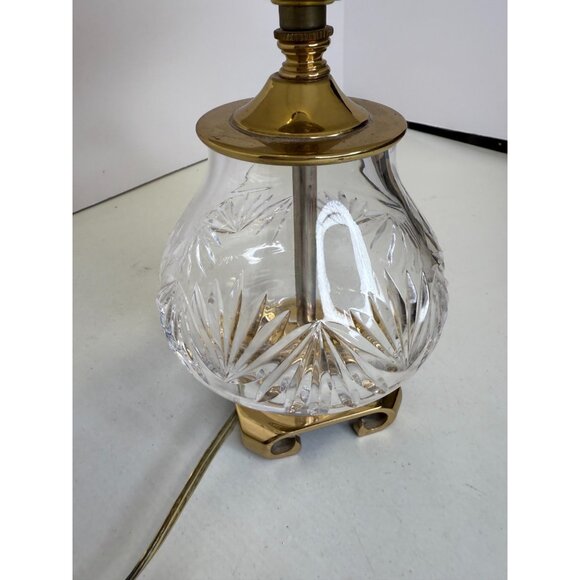 Waterford Cut Crystal Table Lamp with Solid Brass Footed Base + Shade - Picture 2 of 16